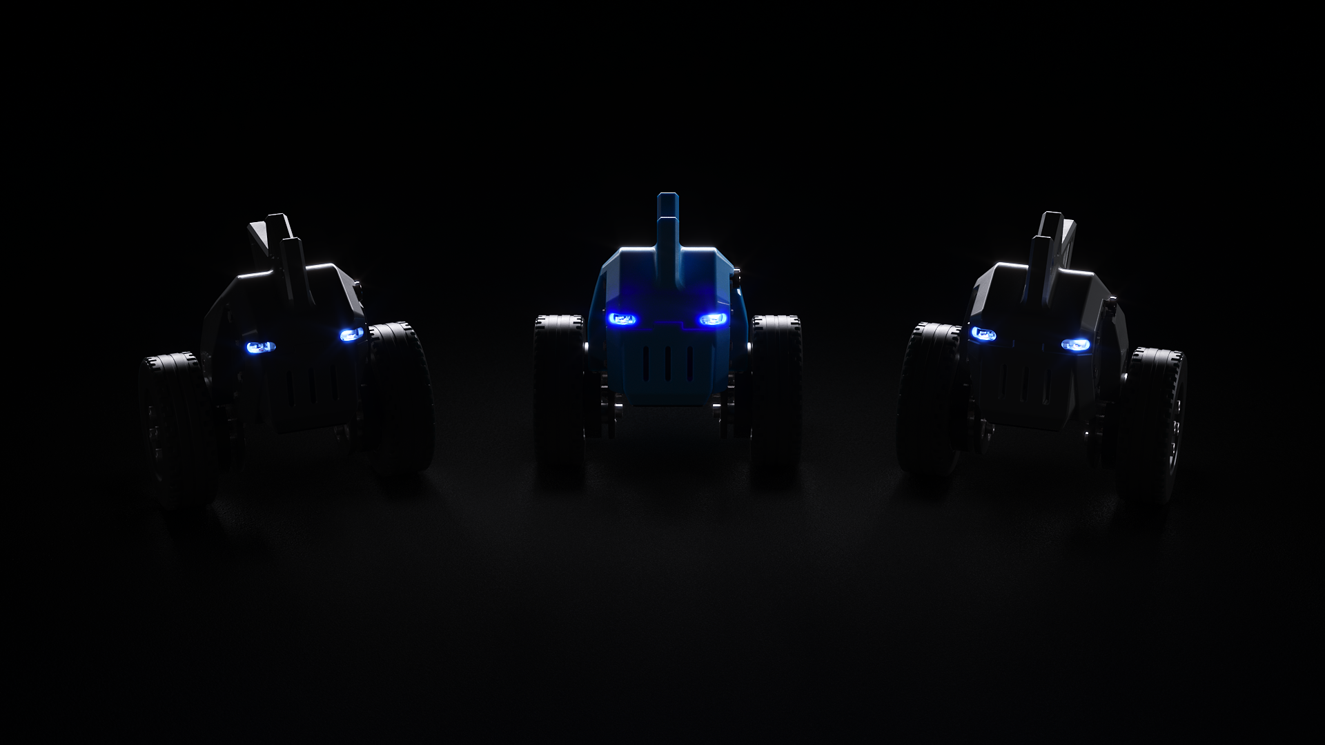 Robomates robots with blue lights